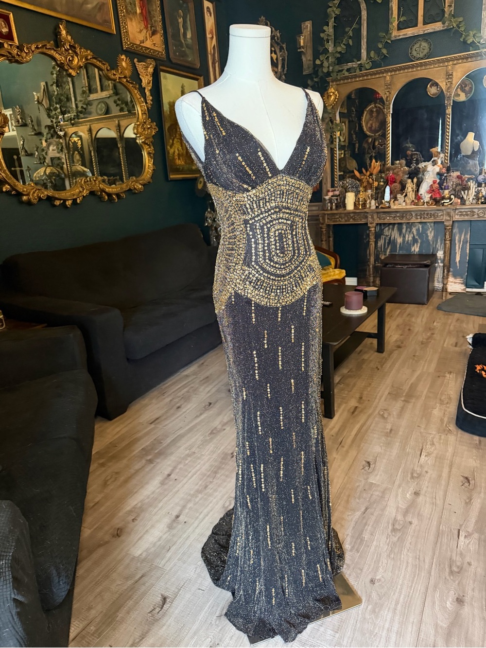 Y2K Cache Beaded Sequin Maxi Gown - Picture 9 of 10